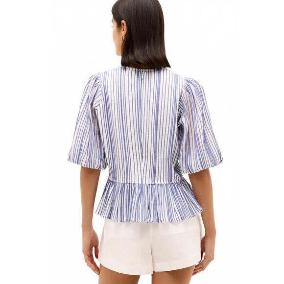 NEW MARIE OLIVER estella front tie top in dazzling stripe - Picture 4 of 4